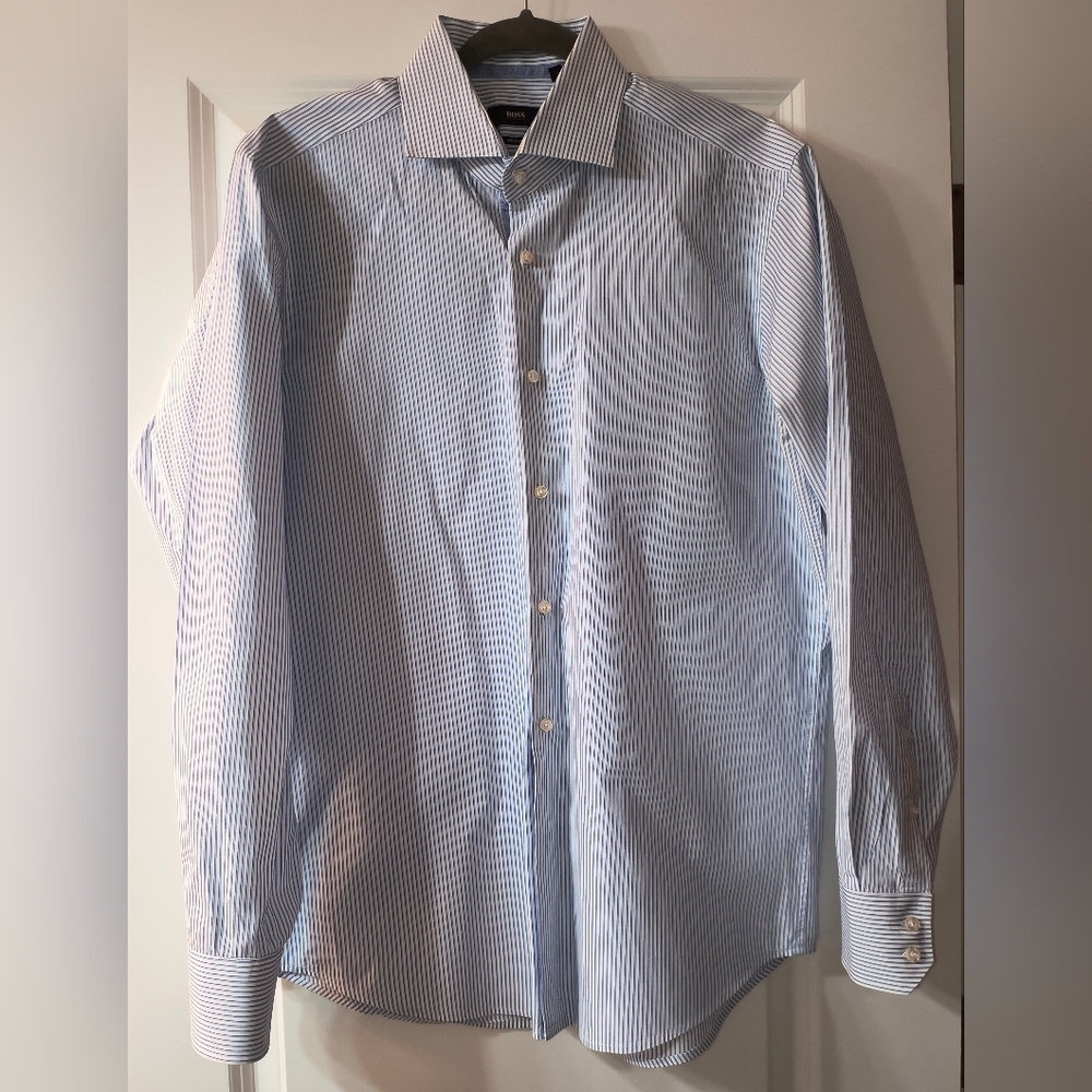 Hugo Boss Men's Regular Fit Long Sleeve Button-Down Shirt – Size 42 (16.5 Neck)